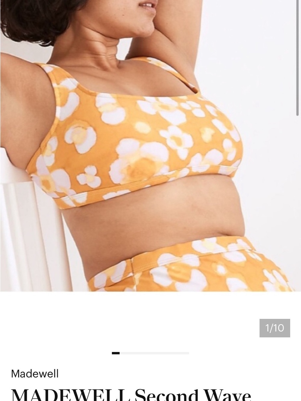 Madewell Yellow and Pink Floral Crop Bikini Top
